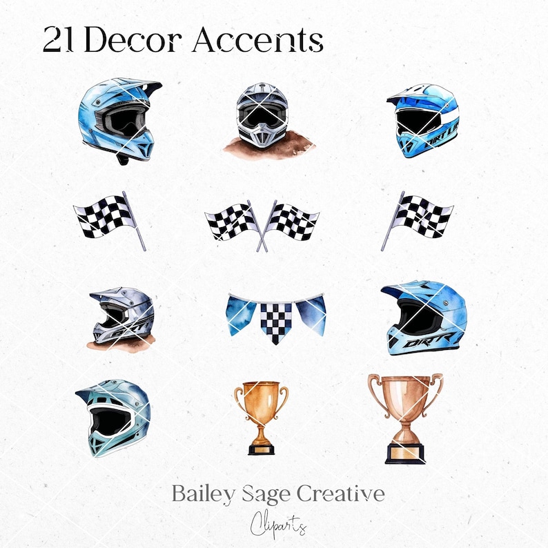 Dirt Bike Watercolor Clipart, 46 Cliparts, Dirt Bike Clipart image 6