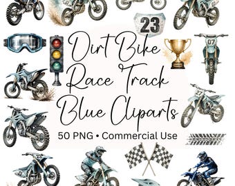Dirt Bike Watercolor Clipart, 50 Cliparts, Dirt Bike Clipart, Digital Download