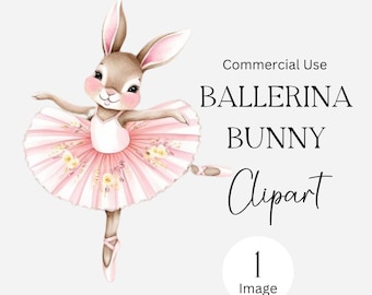 Ballerina Bunny Watercolor Clipart, 1 Clipart, Ballerina Clipart