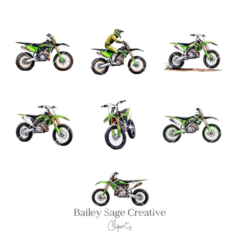 Dirt Bike Watercolor Clipart, 46 Cliparts, Dirt Bike Clipart image 5