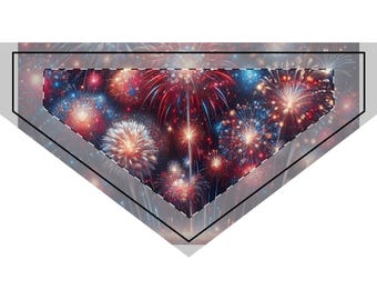 Bandana de clipe para animais de estimação com fogos de artifício para o Dia da Independência, lenço para cães do Quatro de Julho, bandana patriótica com clipe, bandana para cães com fogos de artifício, bandana patriótica para animais de estimação