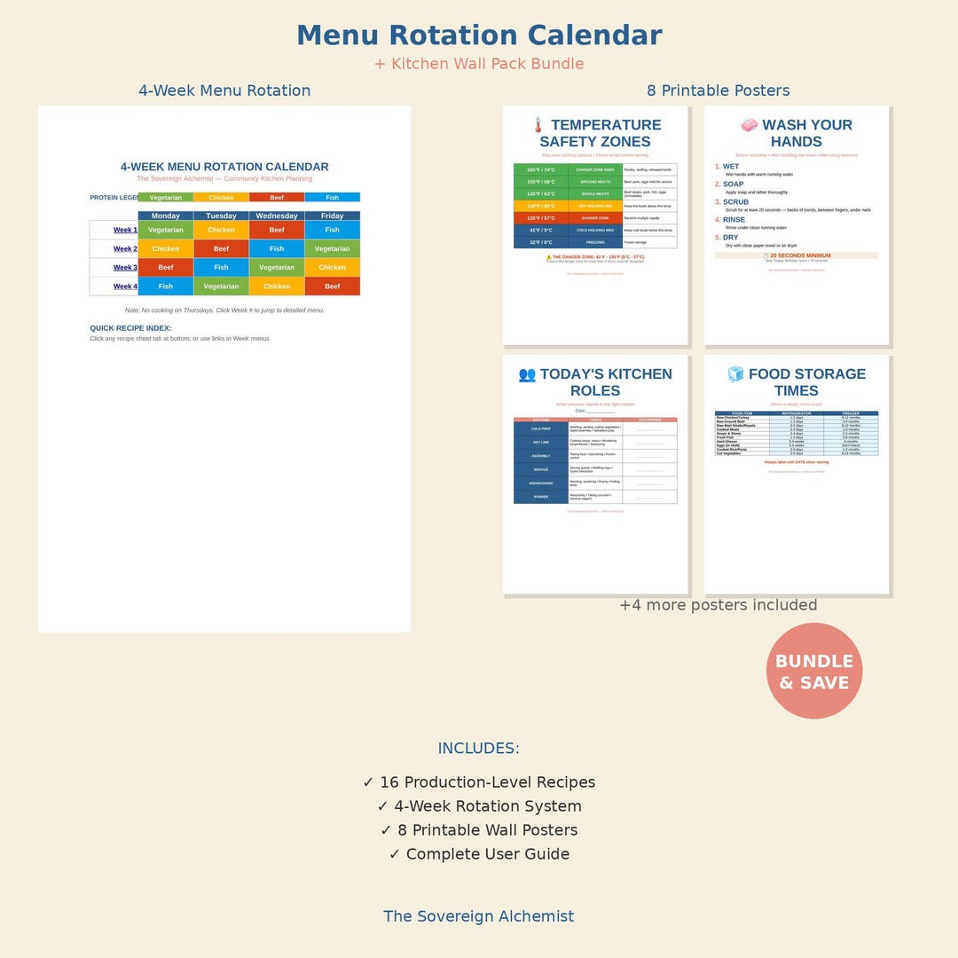 Menu Rotation Calendar + Kitchen Wall Pack ~ Community Kitchen Digital ...