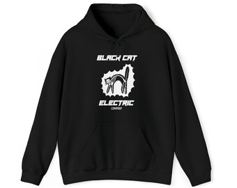 Sweat à capuche Black Cat Electric Company Sweat à capuche chat noir Sweat-shirt d'Halloween mignon Sweat à capuche drôle de chat pour Halloween Sweat à capuche unisexe homme femme