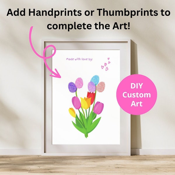 Custom Kids Art Keepsake, DIY Art gift by Kids, Handprint Art, Thumbprint Art, DIY Gift Art, Valentine’s Day gift, Mother’s Day gift, Easter