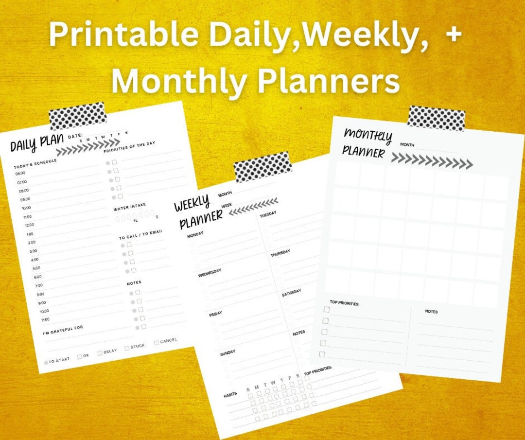 Minimalist Daily, Weekly, Monthly Planner, Printable Planner, 2023 ...