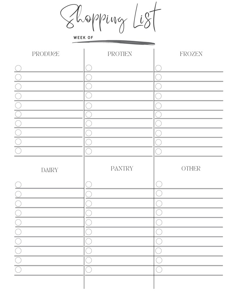 Minimalist Printable Weekly Meal Planner and Shopping List ...
