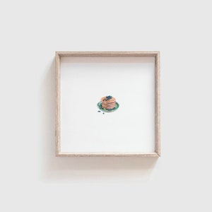 Impresión de panqueques de arándanos en miniatura // Arte pequeño, arte minimalista, lindo regalo personal
