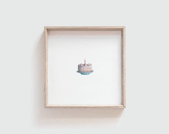 Miniature Birthday Cake PRINT // Tiny Art