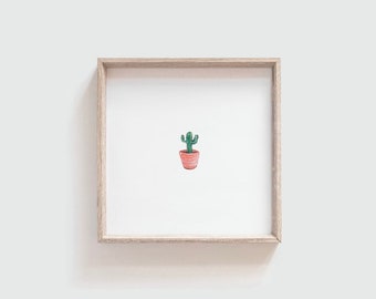 Miniature Cactus Painting PRINT // Tiny Art