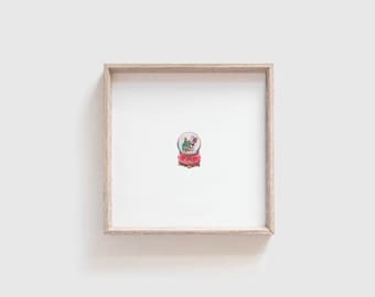 Miniature Santa Snowglobe Painting PRINT // Tiny Art