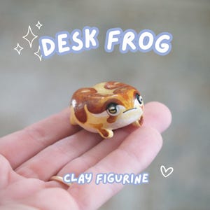 Grumpy Rain Frog Sculpture - Handmade Tiny Desk Friend