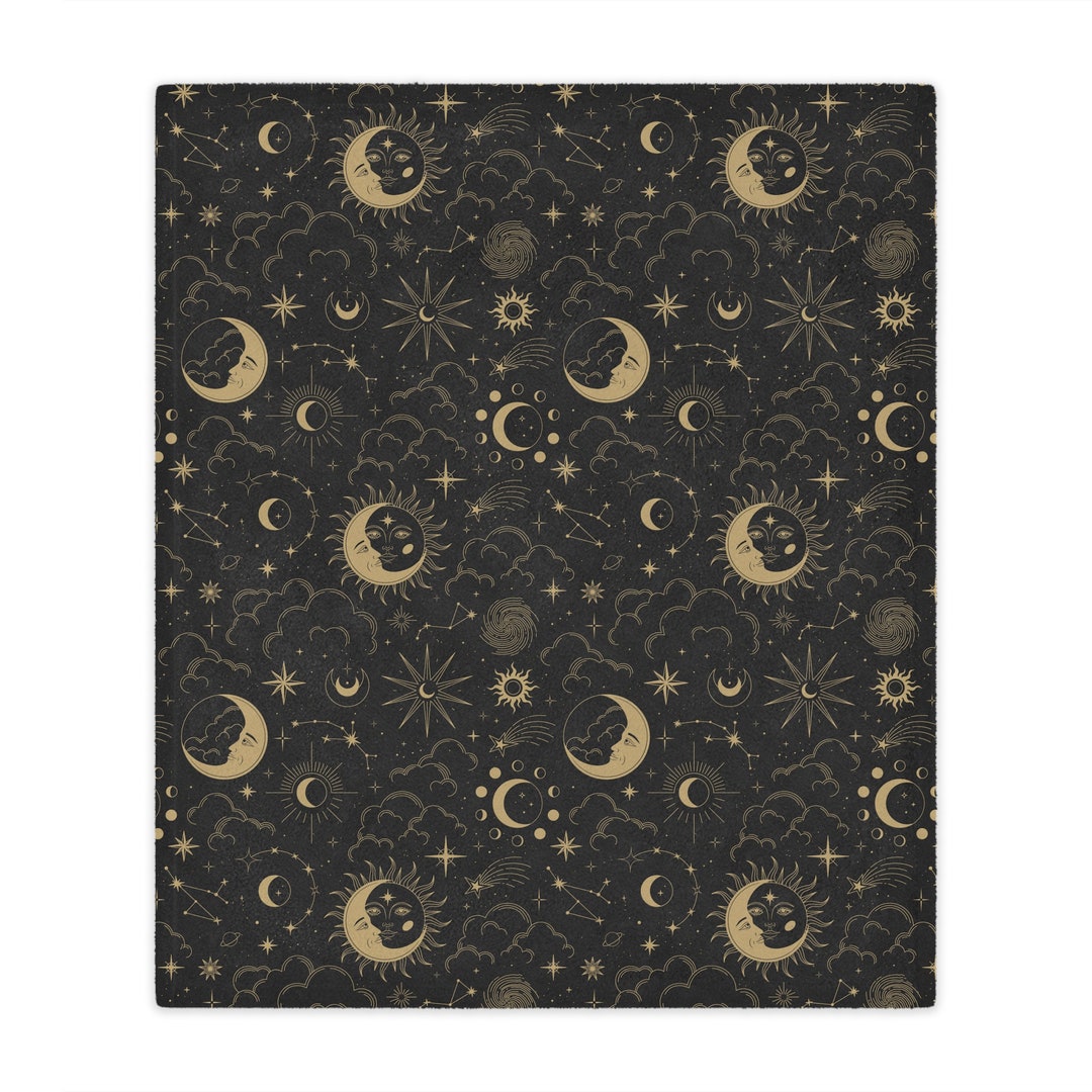 Moon Sun Print Pattern Hooded Blanket