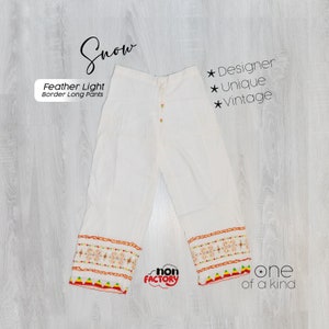 Designer White Pant with Unique Design, Vintage Style Pant, Unique Wearable Art, Perfect Gift, Coachella, Burning Man, Paul Ropp Pants