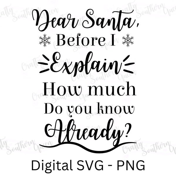 Dear Santa, Before I Explain How Much Do You Know SVG - PNG