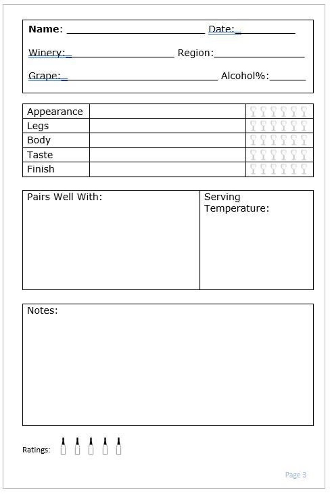 Wine Journal Template Etsy