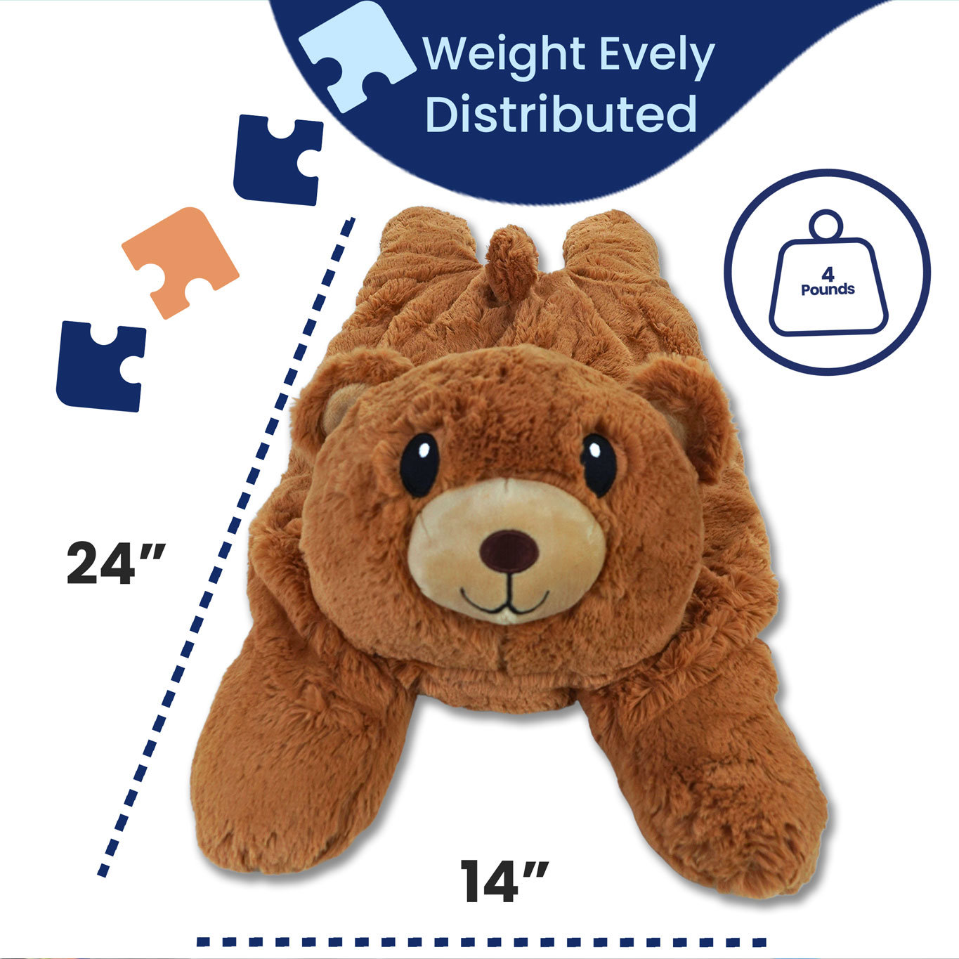 Teddy Bear Weighted Stuffed Animal, Weighted Lap Pad for Kids and
