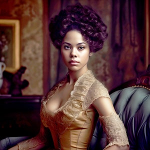 Victorian Afro-American Lady  - Digital Download, Antique Woman Portrait, Beautiful Black Girl, Vintage Prints, African American Art