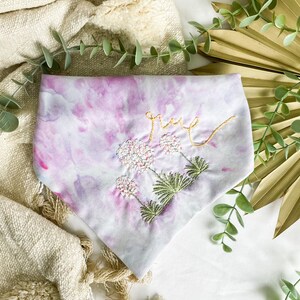 Hand-Embroidered & Hand-Dyed Personalized Bandana - Yucca