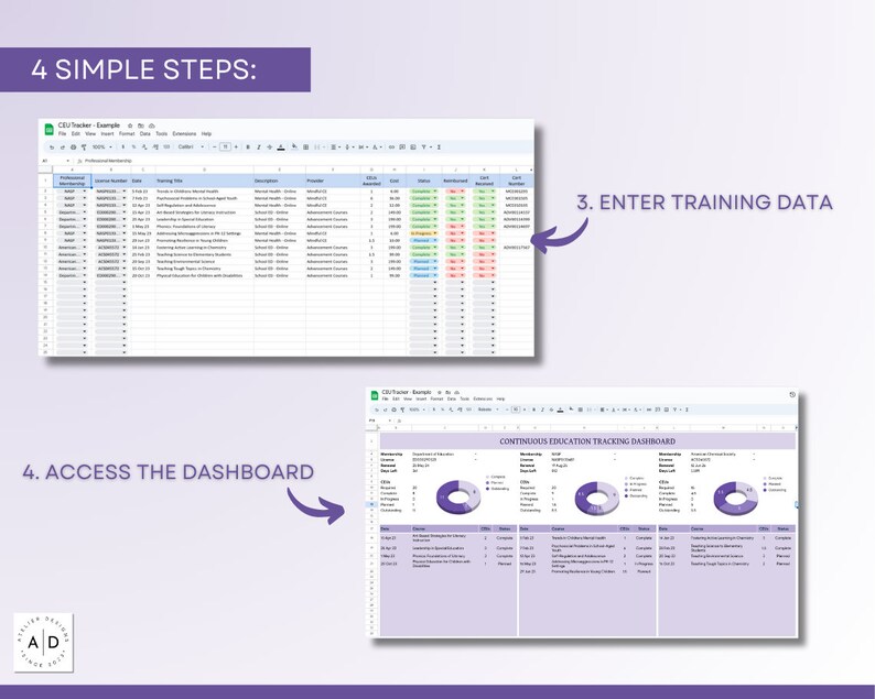 CEU Tracker Continuous Education Tracker Google Sheets Etsy
