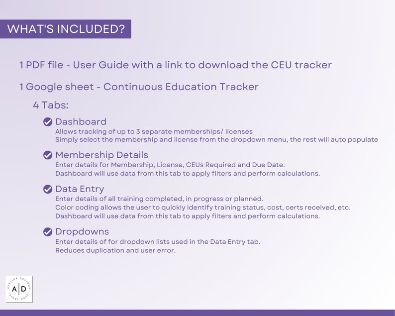 CEU Tracker Continuous Education Tracker Google Sheets Etsy