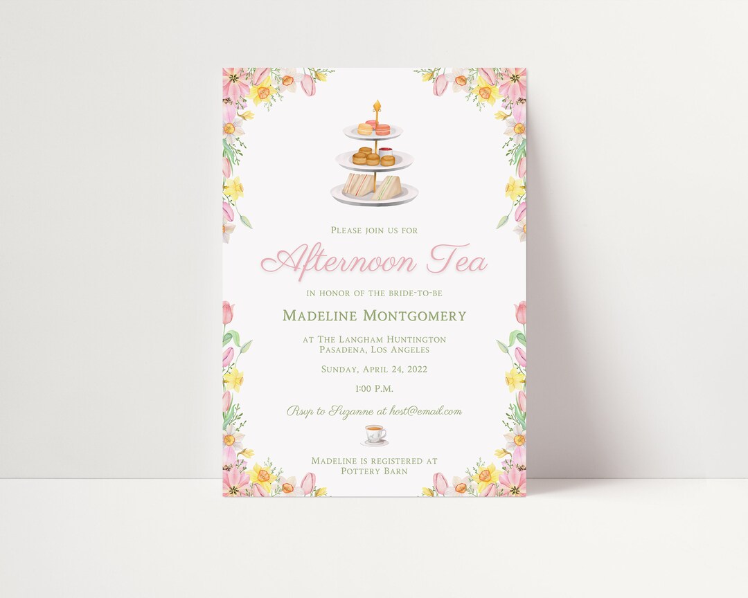 Tea Party Bridal Shower Invitation / Afternoon Tea Birthday / Etsy