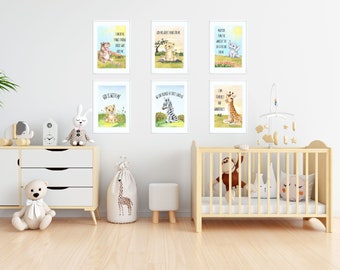 Baby Safari Nursery Prints, Set of 6 - DIGITAL Prints