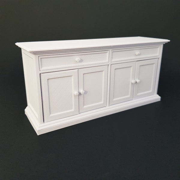 Miniature Double Sideboard with working drawers and doors - Miniature Furniture 1/12 scale, Digital STL files for 3d Printing
