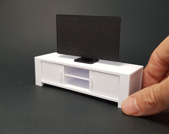 Miniature TV Bench / Entertainment Unit - Miniature Furniture 1/12 scale, Digital STL files for 3d Printing