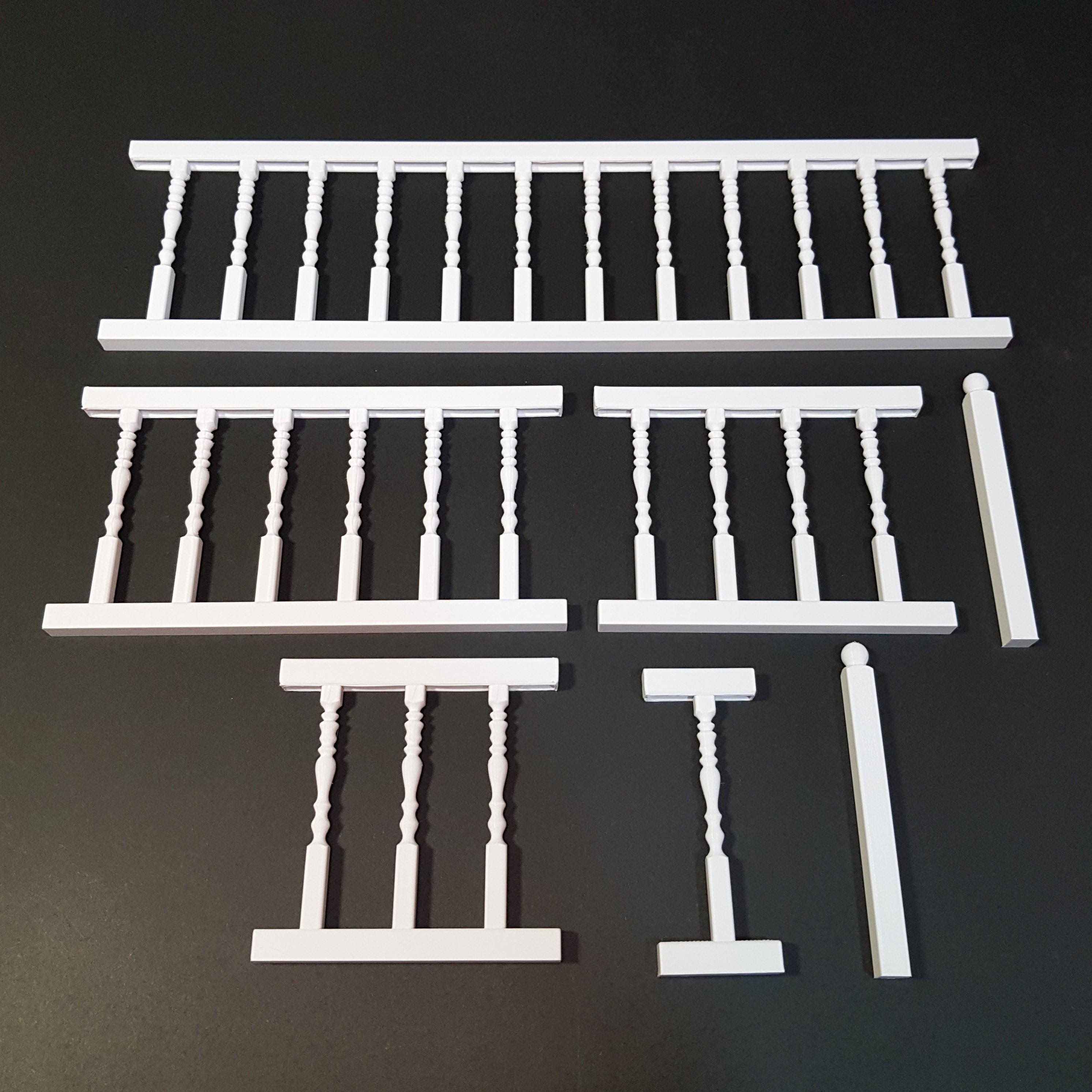 Miniature Wooden Railings Kit 1/12 Scale, 10 Different Panels Included ...
