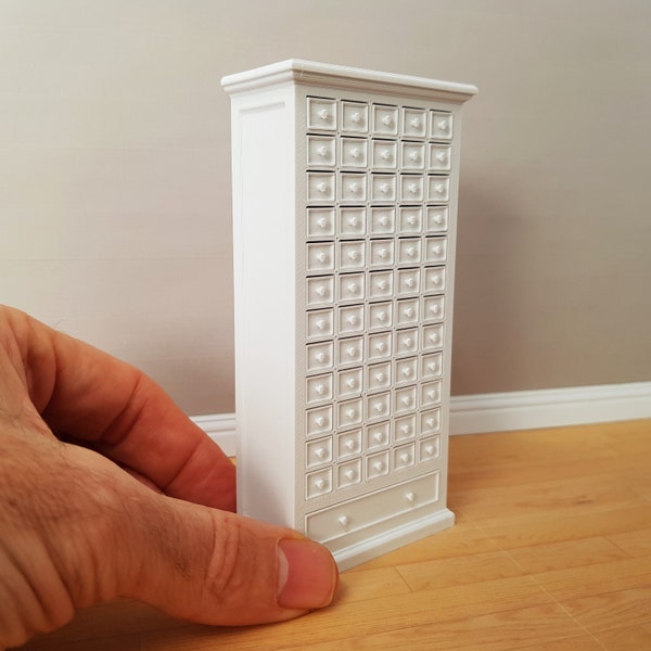 Miniature 61 Drawer Apothecary Cabinet - Miniature Furniture 1/12 scale, Digital STL files for 3d Printing