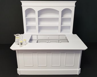 Miniature Bar and Shelf Cabinet- Miniature Furniture 1/12 scale, Digital STL files for 3d Printing