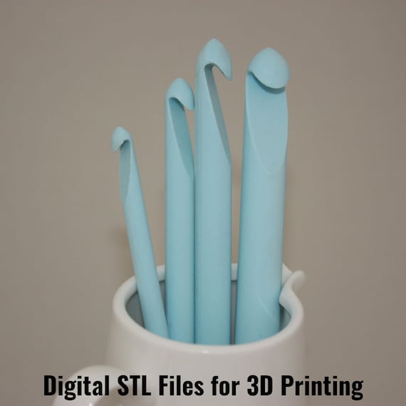 Crochet Hooks - 4 sizes - 6, 8, 10 & 12mm, Digital STL files for 3d Printing