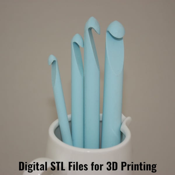 Crochet Hooks - 4 sizes - 6, 8, 10 & 12mm, Digital STL files for 3d Printing