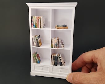 Miniaturowy regał z 6 półkami i 2 szufladami - Miniaturowe meble w skali 1/12, pliki cyfrowe STL do druku 3D