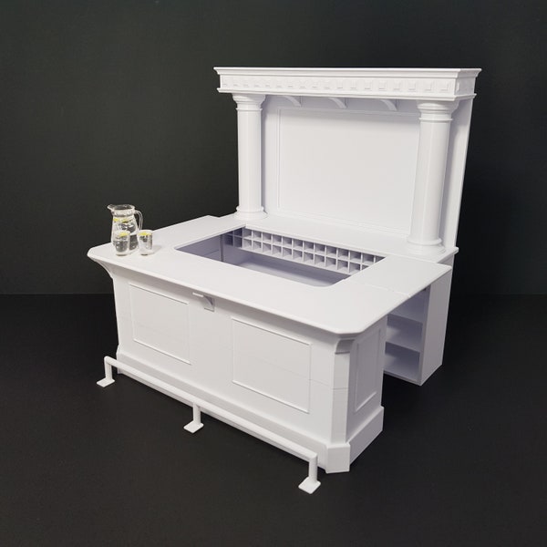 Miniature Bar and Shelf Cabinet- Miniature Furniture 1/12 scale, Digital STL files for 3d Printing