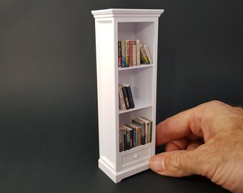 Miniaturowy regał na książki z 3 półkami i 1 szufladą - Miniaturowy mebel w skali 1/12, pliki cyfrowe STL do druku 3D