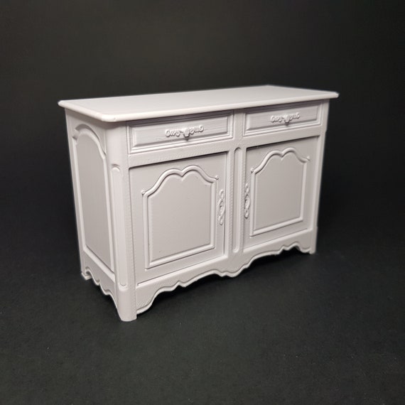 Miniature French Sideboard / Cabinet with working drawers and doors - Miniature Furniture 1/12 scale, Digital STL files for 3d Printing