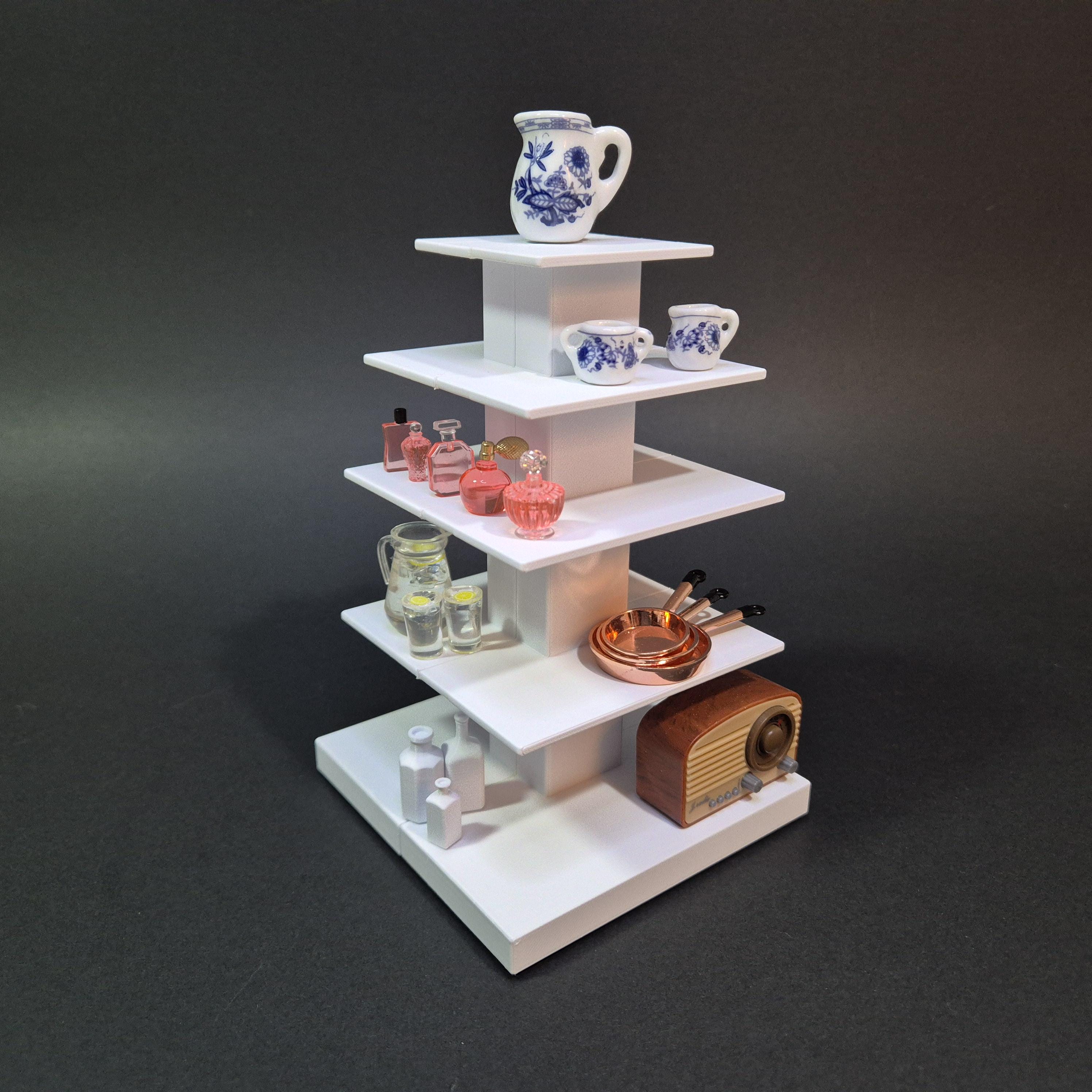 Miniature Freestanding Shelves - Miniature Furniture 1/12 scale, Digital STL files for 3d Printing