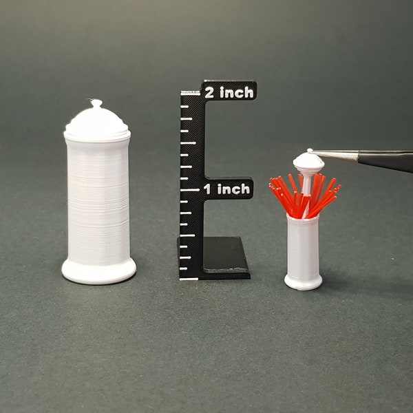 Miniature Straw Dispenser Holder with working parts - 1/12 scale, Digital STL files for 3d Printing