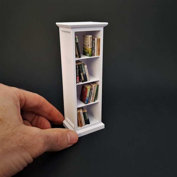 Miniature Bookcase with 4 shelves - Miniature Furniture 1/12 scale, Digital STL files for 3d Printing