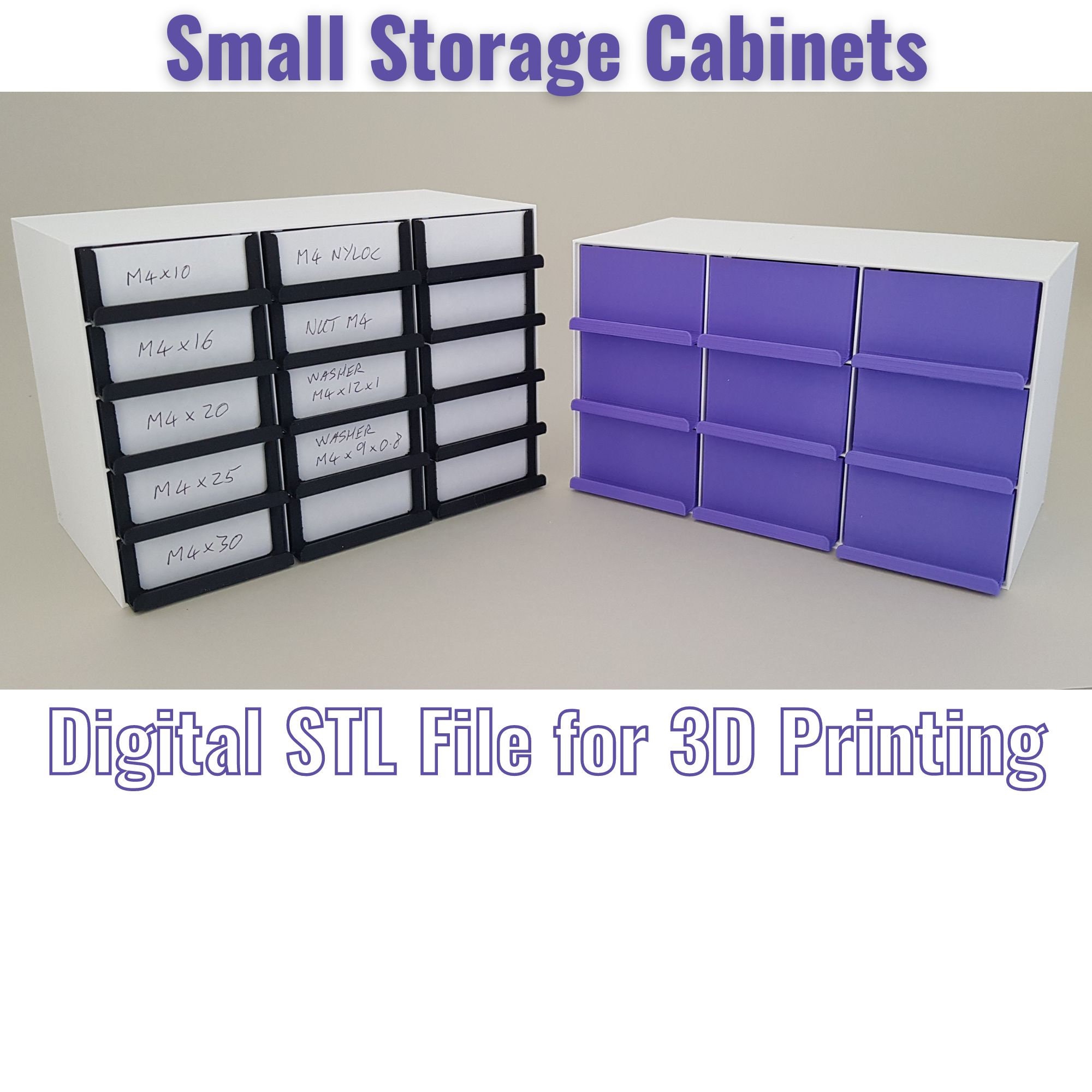 Jewellery Box or Parts Cabinets - 2 sizes included, Digital STL file for 3d Printing