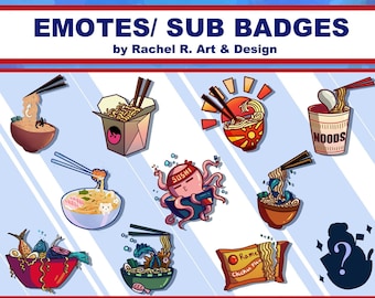 Ramen Bowl Emote Pack Twitch | Discord | Youtube Emotes Sub Badges | Digital Download | Fun Japanese Ramen Emote Packs