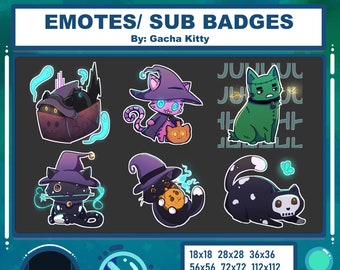 ハロウィン猫Twitch、Discord、Youtubeエモートサブバッジデジタルダウンロード