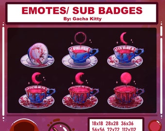 Vampire Bloody Teacups Halloween badges for Twitch/Discord/Youtube | Sub badges and emotes | Stream