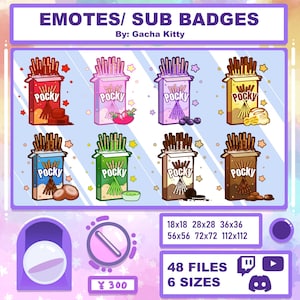 Pocky Snack Emotes & Sub Badges for Twitch/Discord/Youtube