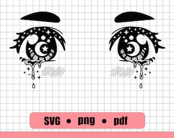 Mahou Shoujo Starry Eyed Anime Girl Eyes Digital Download, Clipart, SVG Files