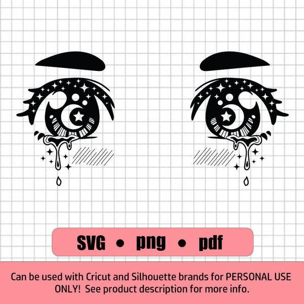 Mahou Shoujo Starry Eyed Anime Girl Eyes Digital Download, Clipart, SVG Files