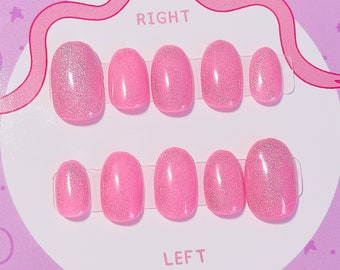 Glimmer | Cute Press On Nails | Pastel Pink Glitter Nails | Kawaii