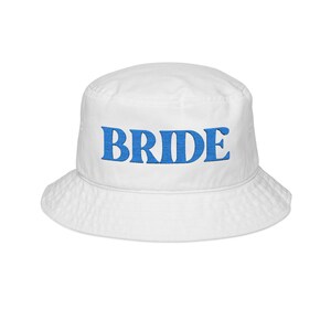 Light Blue Bride Embroidered Bride Bucket Hat