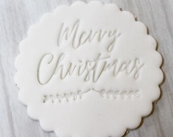 Boho Merry Christmas Cookie Fondant Embosser Stamp 3D Printed